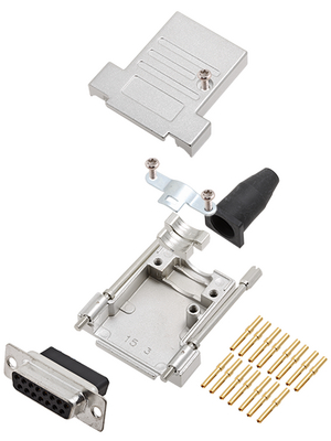Encitech Connectors - DTSL15-LJSRG-T-DBCS-K - D-Sub socket kit 15P, DTSL15-LJSRG-T-DBCS-K, Encitech Connectors