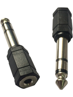 RND Connect - RND 205-00591 - Stereo Audio Adapter black 6.3 mm Male / 3.5 mm Female, RND 205-00591, RND Connect