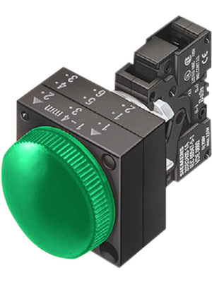 Siemens - 3SB3204-6AA40 - Indicator lamp with holder BA9s, Plastic, green, 3SB3204-6AA40, Siemens