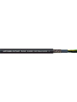 Lapp - ?LFLEX CL 110 CY BLK 0,6/1KV 5G1 - Control cable 5 x 1.00 mm2 shielded Copper strand bare, fine-wire black RAL 9005, ?LFLEX CL 110 CY BLK 0,6/1KV 5G1, Lapp