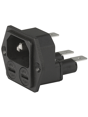 Schurter - 4707.2000.21 - Plug C14 Faston 6.3 x 0.8 mm 10 A/250 VAC black Screw mounting L + N + PE, 4707.2000.21, Schurter