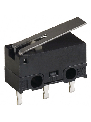 Omron Electronic Components - D2F-L - Micro switch 3 AAC / 2 ADC Flat lever N/A 1 change-over (CO), D2F-L, Omron Electronic Components