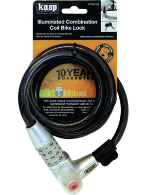 Kasp - K750L180 - Cable combination bike lock, illuminated, K750L180, Kasp