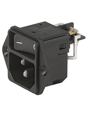 Schurter - DC11.0001.001.21 - Appliance inlet C14 Faston 4.8 x 0.8 mm 10 A/250 VAC black Screw mounting L + N + PE, DC11.0001.001.21, Schurter