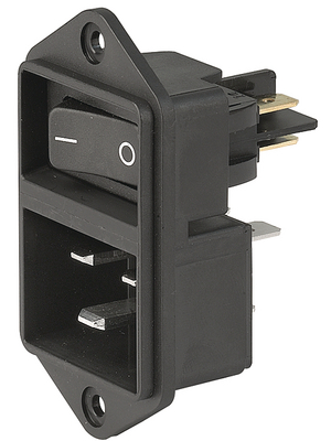 Schurter - EC11.0001.001.21 - Appliance inlet C20 Faston 6.3 x 0.8 mm 16 A/250 VAC black Screw mounting L + N + PE, EC11.0001.001.21, Schurter