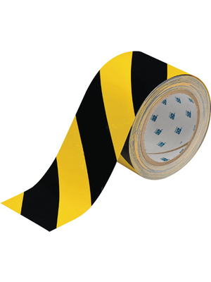 Brady - 104347 - Floor marking tape black/yellow 76.2 mmx30 m PU=Reel of 30 meter, 104347, Brady