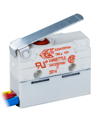 Burgess - V4NSY1UL - Micro switch 3 AAC Flat lever N/A 1 change-over (CO), V4NSY1UL, Burgess