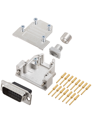 Encitech Connectors - DCRP15-DBCP-CF65-CS80-K - D-Sub plug kit 15P, DCRP15-DBCP-CF65-CS80-K, Encitech Connectors