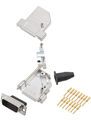 Encitech Connectors - DTSL15-LJSRG-S-DBCP-K - D-Sub plug kit 15P, DTSL15-LJSRG-S-DBCP-K, Encitech Connectors