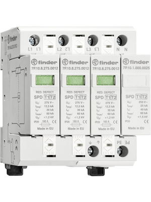 Finder - 7P.14.8.275.1012 - Surge arrester, Type 1+2, 3, 30 kA, 7P.14.8.275.1012, Finder