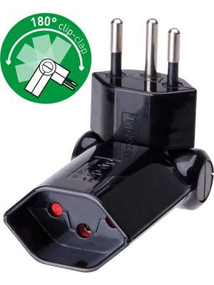 Max Hauri - 107882 - Foldable plug-in socket clip-clap?, Type J (T13), black, 107882, Max Hauri