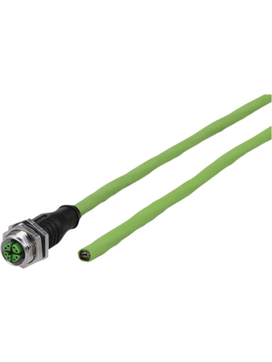 Metz Connect - 142M2X20020 - Ethernet cable assembly, M12 Straight, PUR, green, 142M2X20020, Metz Connect