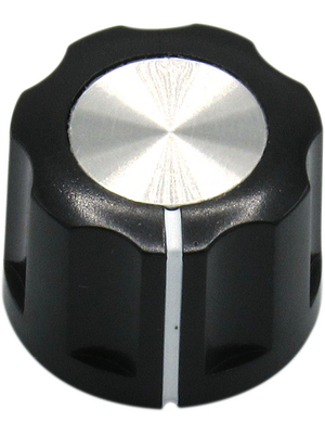 RND Components - RND 210-00287 - Plastic Round Knob with Aluminium Cap, black / aluminium, T18 Knural, RND 210-00287, RND Components