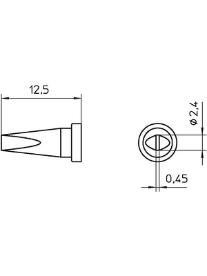 Weller - LT B SL - Soldering tip Chisel shaped 2.4 mm, LT B SL, Weller