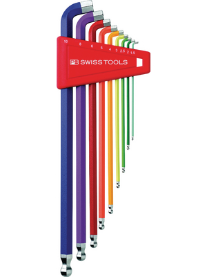 PB Swiss Tools - PB 2212.LH-10 RB - Hex L-Key Set 100 angled 1.5-2-2.5-3-4-5-6-8-10, PB 2212.LH-10 RB, PB Swiss Tools