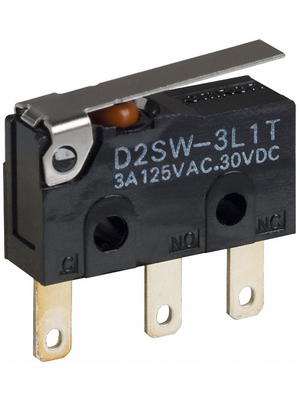 Omron Electronic Components - D2SW-3L1T - Micro switch 3 A Flat lever N/A 1 change-over (CO), D2SW-3L1T, Omron Electronic Components