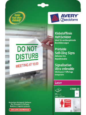 Avery Zweckform - L7080-10 - Adhesive-free sticky signs, L7080-10, Avery Zweckform