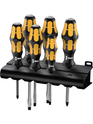 Wera - 932/6 Rack - Screwdriver set, Phillips / Slotted, Number of Tools:6, 932/6 Rack, Wera