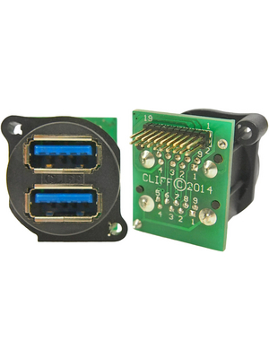 Cliff - CP30097 - Dual USB Socket in XLR Housing, CP30097, Cliff