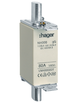 Hager - LNH00080T - Fuse Size NH000/80 A, LNH00080T, Hager