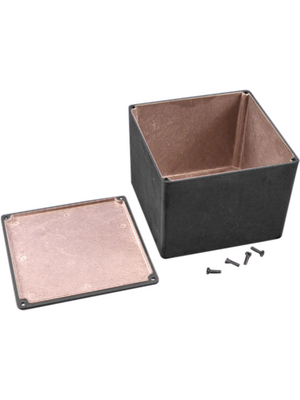 Hammond - 1590VBK - Metal enclosure, black, 120 x 120 x 93.8 mm, Die cast aluminium / Alloy, IP 54, 1590, 1590VBK, Hammond