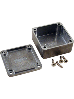 Hammond - 1590LLB - Metal enclosure, Natural aluminum, 50.5 x 50.5 x 25 mm, Die cast aluminium / Alloy, IP 54, 1590, 1590LLB, Hammond