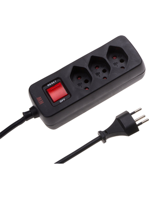 Max Hauri - 115001 - Outlet strip, 1 Switch, 3xJ (T13), 1.5 m, CH/T12, black, 115001, Max Hauri