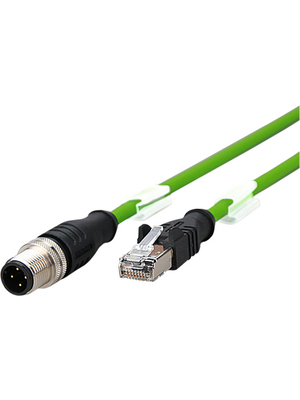 Metz Connect - 142M4D15020 - Ethernet cable assembly, M12 Straight, PUR, green, 142M4D15020, Metz Connect