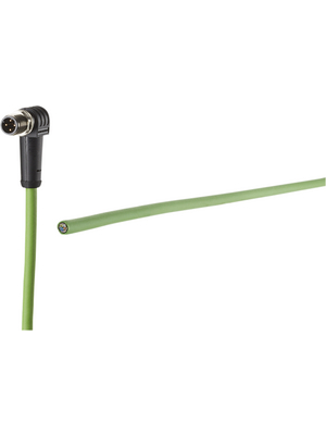 Metz Connect - 142M1D90010 - Ethernet cable assembly, M12 90, PUR, green, 142M1D90010, Metz Connect