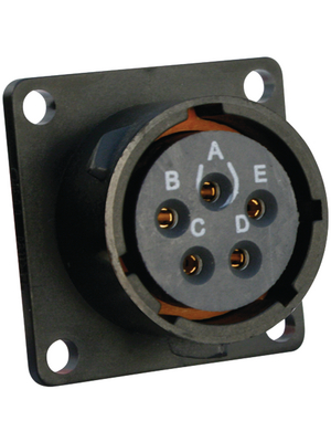 Souriau - UTS014E5S - Panel Mount Socket with Flange UTS Hi seal Poles=5 N/A Female Housing size14, UTS014E5S, Souriau