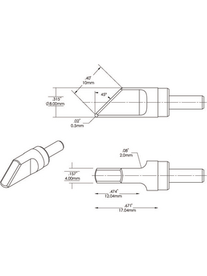 Metcal - SFV-DRH440R - Soldering tip Rectangular / 45° / Bevelled 4.0 mm 390 °C, SFV-DRH440R, Metcal