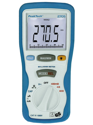 PeakTech - PeakTech 2705 - Milliohm Meter RMS 4000 digits 750 VAC 1000 VDC 0.4 ADC, PeakTech 2705, PeakTech