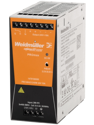 Weidmüller - PRO MAX3 240W 24V 10A - Switched-mode power supply / 10 A, PRO MAX3 240W 24V 10A, Weidmüller