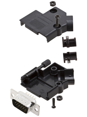 Encitech Connectors - D45PK-P-09-HDP15-K - D-Sub HD connector kit 15P, D45PK-P-09-HDP15-K, Encitech Connectors