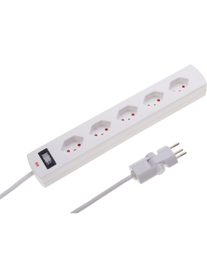 Max Hauri - 122327 - Outlet strip, USB, 5xJ (T13), 2 m, Type 12, white, 122327, Max Hauri