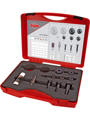 Ruko - 109006 - Screw Hole Punch Set 10 pieces, 16.5 mm (M16), 20.4 mm (M20/PG13.5), 25.4 mm (M25), 32.5 mm (M32), 40.5 mm (M40), MF 10 x 1.0 x 45 mm, MF 12 x 1.5 x 55 mm, MF 16 x 1.5 x 60 mm, 109006, Ruko