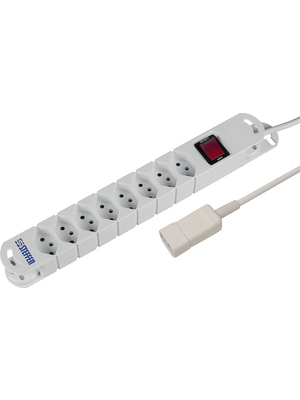 Steffen - 20 201258 S 9873 - Outlet strip, Resettable, 8xJ (T13), 5 m, Type 113, 20 201258 S 9873, Steffen