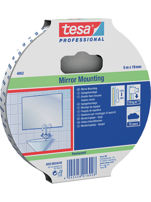 Tesa - 04952 19MM X 10 M WHITE - Double-sided foam tape white 19 mmx10 m, 04952 19MM X 10 M WHITE, Tesa