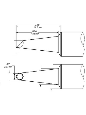 Metcal - SFV-WV20 - Soldering tip Hoof / 30° / Bevelled / 30? bent / Long Reach 2.0 mm 390 °C, SFV-WV20, Metcal