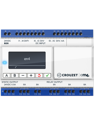 Crouzet - 88981104 - Nano PLC em4 local B26, 16 DI (12 D/A), 4 HS, 8 RO, 88981104, Crouzet