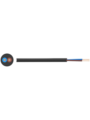 RND Cable - RND 475-00022 - Mains cable   2 x0.75 mm2 Copper unshielded , 300/500 V black, RND 475-00022, RND Cable
