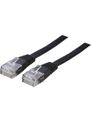 Maxxtro - PB-FL-UTP6-10-B - Patch cable, flat CAT6 U/UTP 10.0 m black, PB-FL-UTP6-10-B, Maxxtro